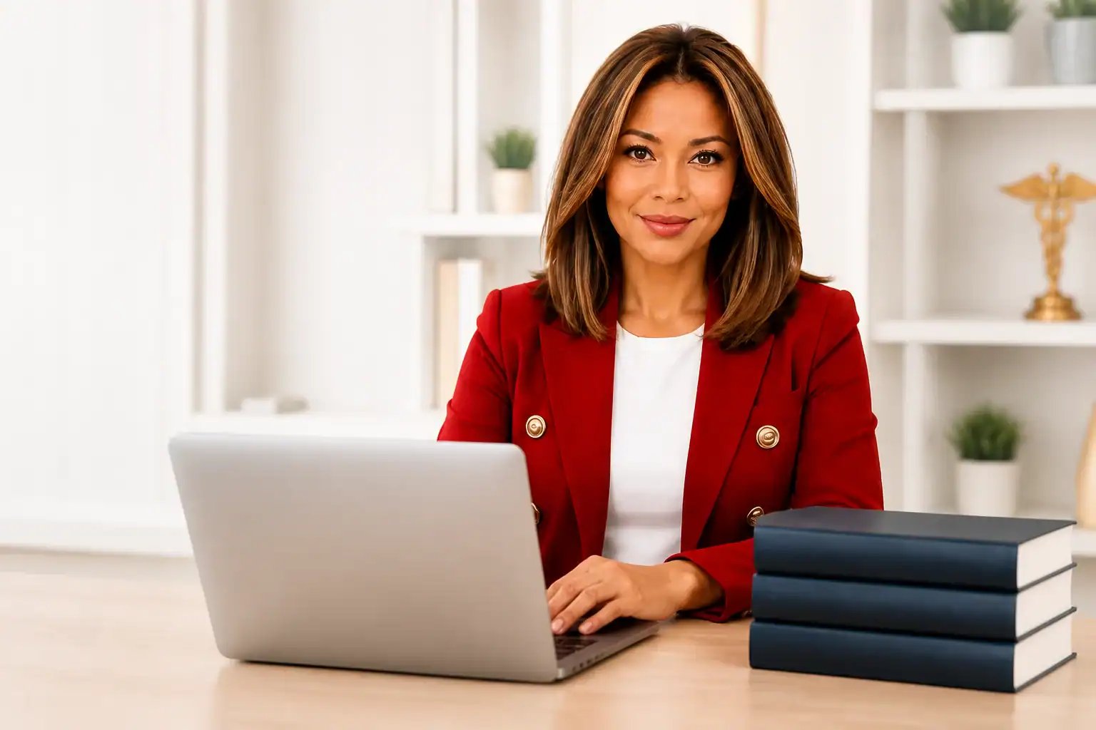 AMCI medical coding instructor working at a laptop